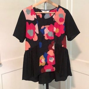 CROSBY by Mollie Burch Black and Multicolor Floral Top